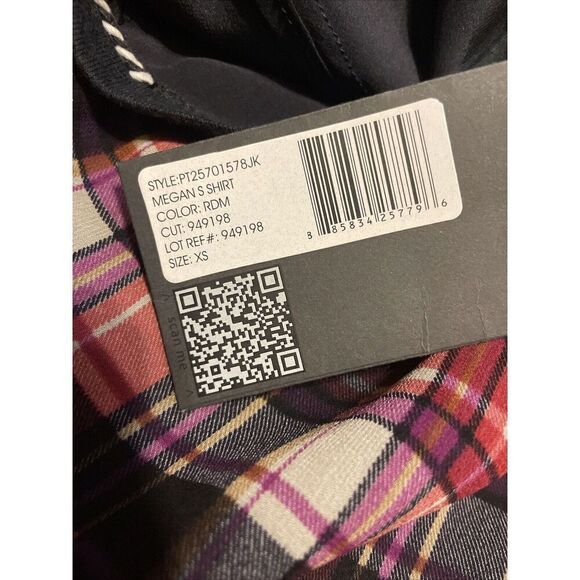 PJK Patterson J Kincaid Revolve Plaid Silk Top Women’s XS‎ Long Sleeve Crew Neck - Picture 5 of 8